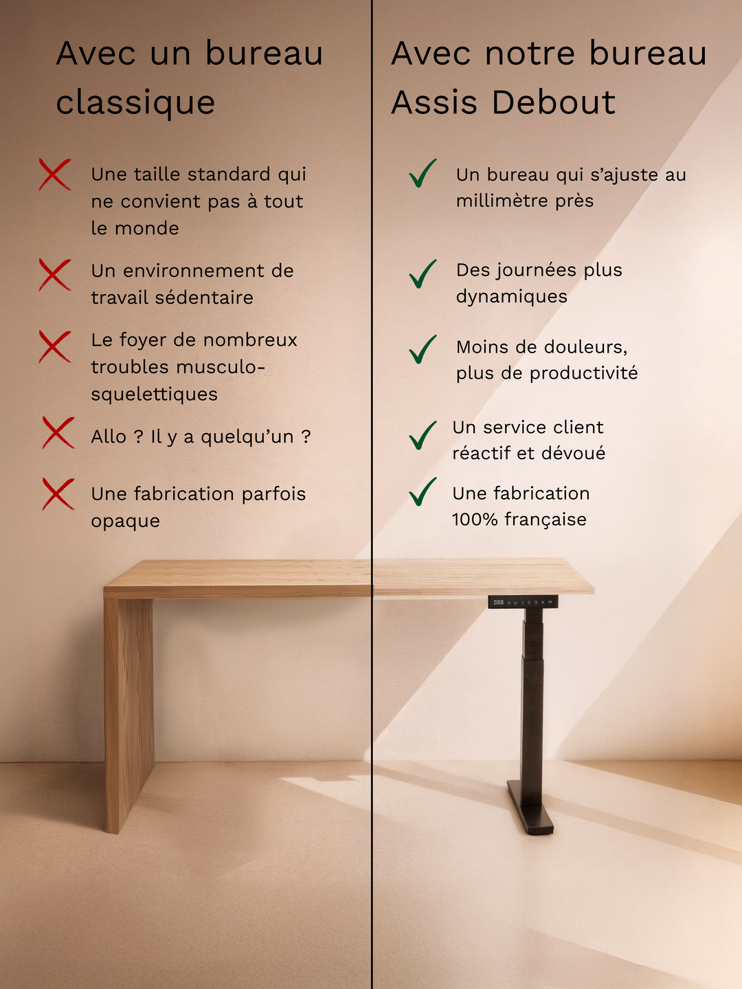 Quel est le meilleur bureau ? Le bureau Assis Debout ADVANCED de AUM WORLD est ergonomique et fabriqué en France