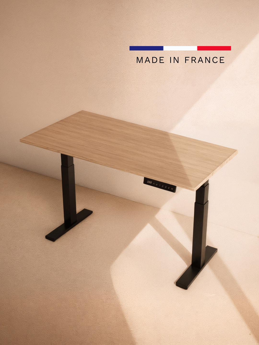 Bureau Assis Debout avec plateau chêne clair AUM WORLD