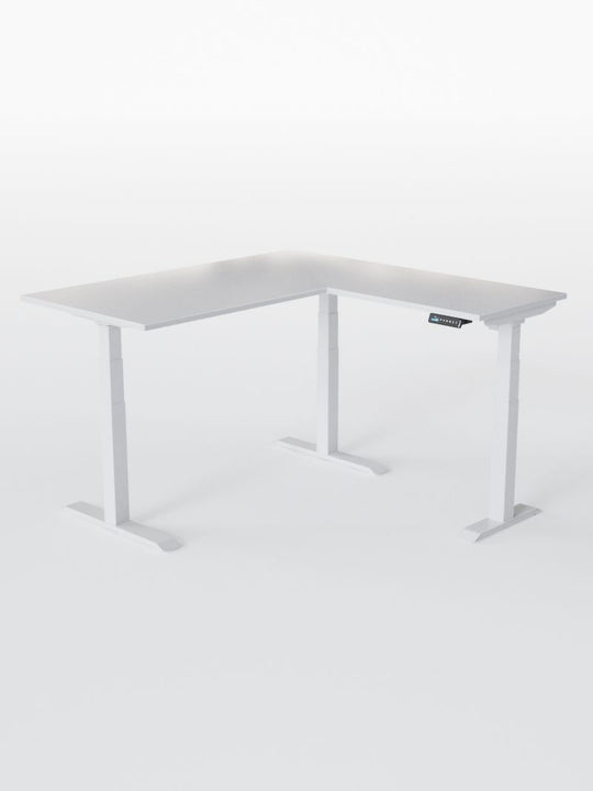 AW_TRIPOD_PRO_Bureau Assis Debout Angle Electrique_Grand Plateau de 160 à 200 cm_Retour 80*60 cm_Pieds_Blancs_Plateau ESSENTIAL_Blanc Premium