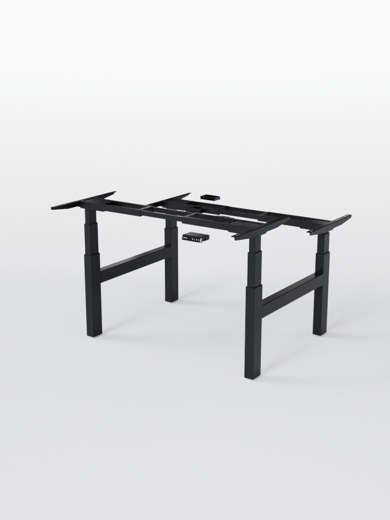 AUM WORLD_Pieds de Bench Réglable Électrique 2 Postes de Travail - Ports USB A & C - DUO GO_NOIR_Copyrights_AUM WORLD®_202409