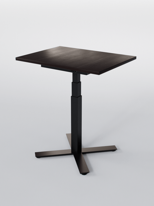 AW_MINI PLUS_01_Bureau Régaleble en Hauteur_Petits Espaces_Pieds Noirs_Plateau Bois Foncé_Copyrights AUM WORLD 2024