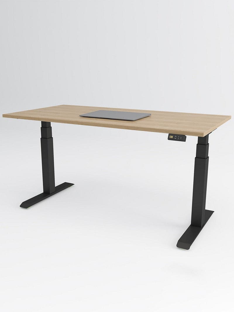 Réalisation de bureau assis debout avec plateau en bois sur mesure