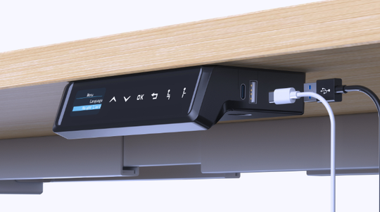 Bureau d'Angle Réglable en Hauteur Électrique | TRIPOD PRO - Plateau ESSENTIAL