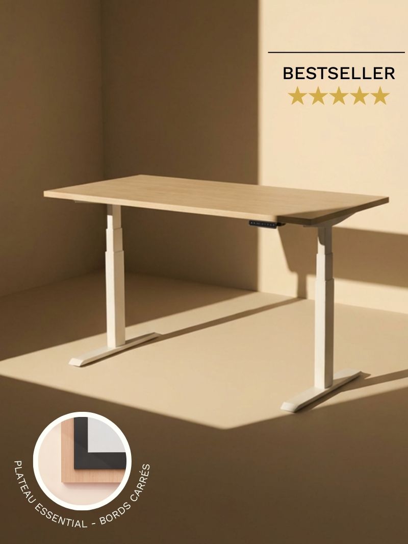 Bureau Assis Debout Électrique, Ports USB A & C | Advanced Go - Plateau Essential