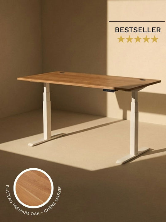 Bureau Assis Debout Electrique_ADVANCED GO_Plateau en chêne massif_PREMIUM OAK