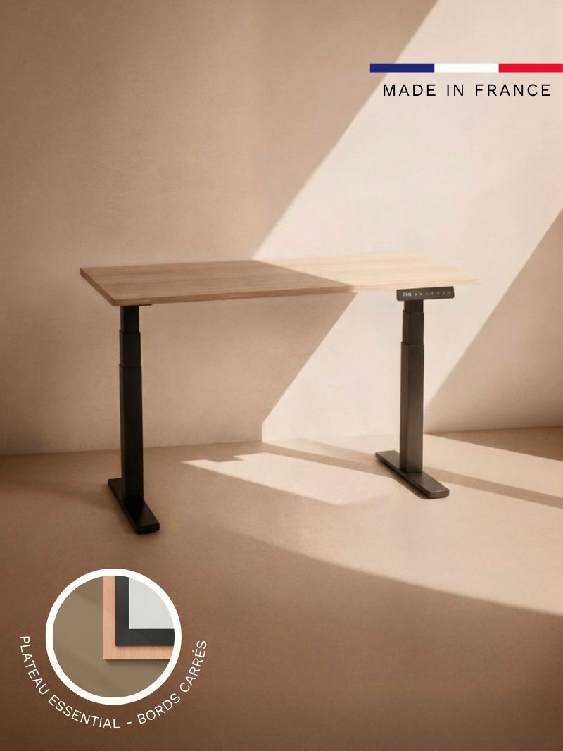Bureau Assis Debout Electrique_ADVANCED PRO_Plateau Coins carrés_ESSENTIAL