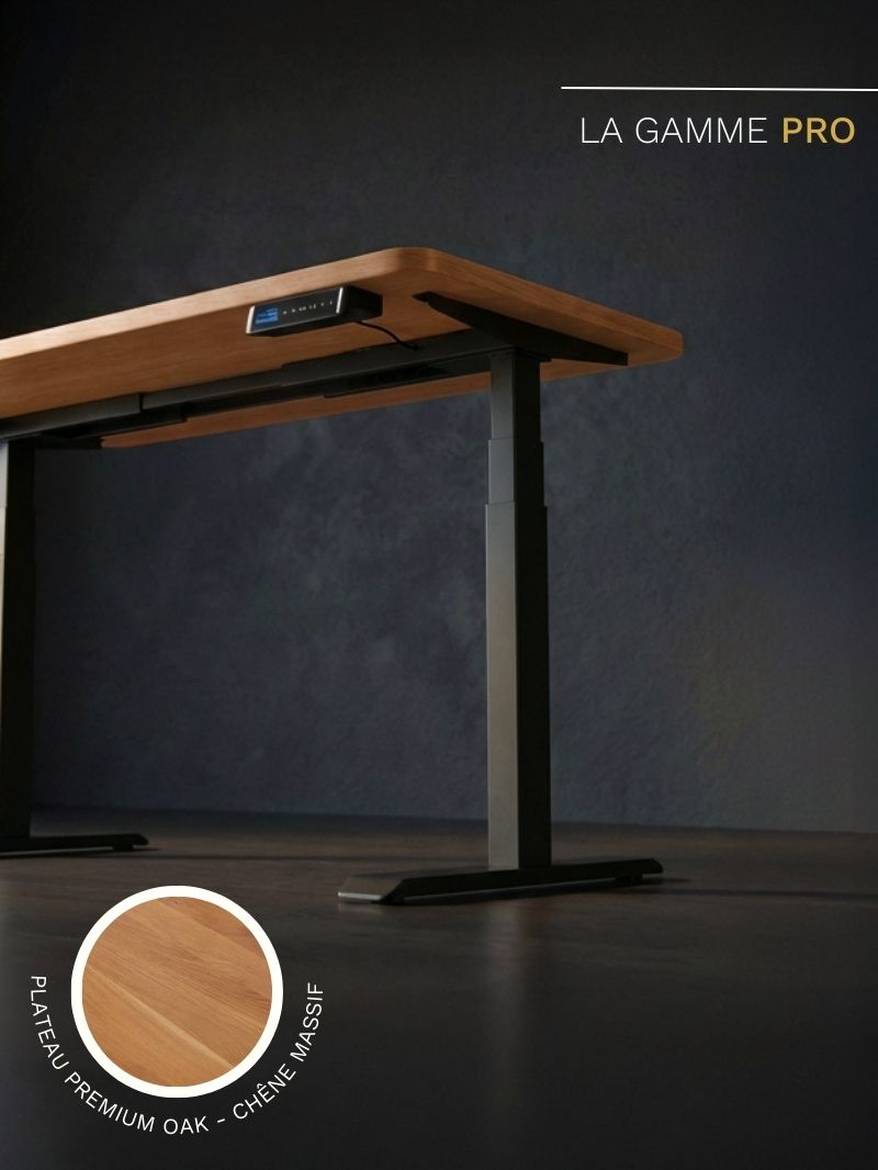 Advanced Pro - Plateau Premium Oak | Bureau Assis Debout Électrique en Chêne Massif, Hautes Performances