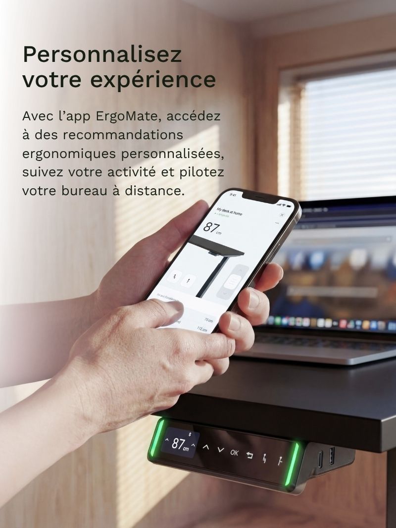 AW_Advanced Pro - Plateau Essential | Bureau Assis Debout Électrique, Hautes Performances_App Ergomate