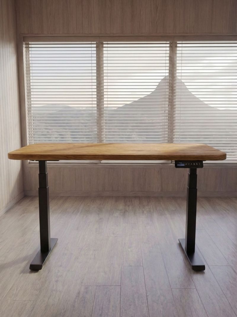 AW_Advanced Pro - Plateau Premium Oak | Bureau Assis Debout Electrique en Chene Massif, Hautes Performances_Vue de face