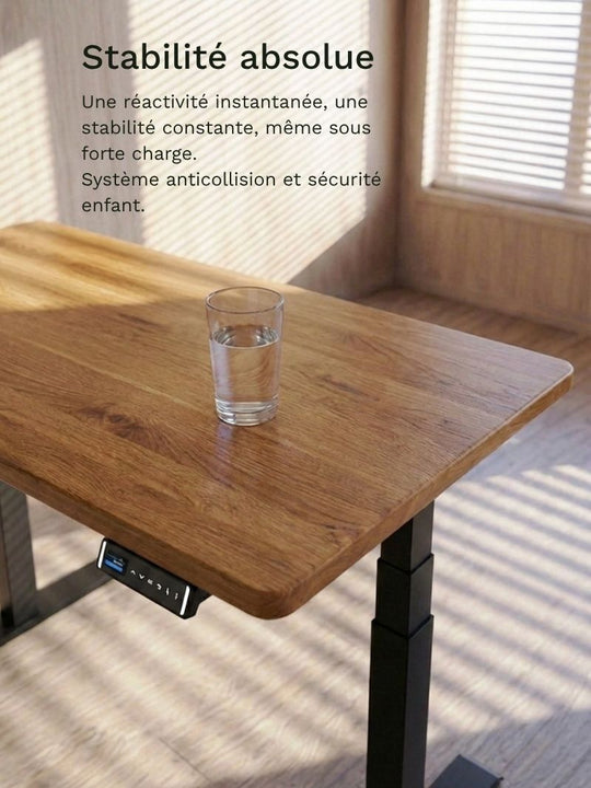 AW_Advanced Pro - Plateau Premium Oak | Bureau Assis Debout Electrique en Chene Massif, Hautes Performances_Stabilité Absolue