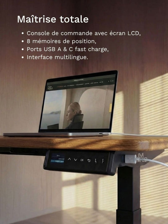AW_Advanced Pro - Plateau Premium Oak | Bureau Assis Debout Electrique en Chene Massif, Hautes Performances_Maitrise totale