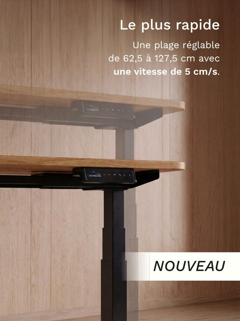 AW_Advanced Pro - Plateau Premium Oak | Bureau Assis Debout Electrique en Chene Massif, Hautes Performances_Le plus rapide