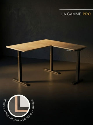 Bureau Assis Debout Électrique d'Angle | Tripod Pro - Plateau Essential