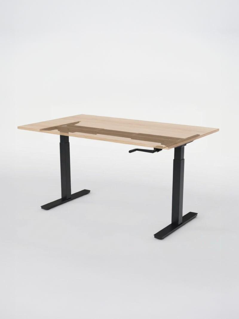 Bureau Assis Debout Manuel_HANDY GO_Stable_Fiabilité_Qualité_Cadre Réglable en Hauteur avec manivelle rétractable