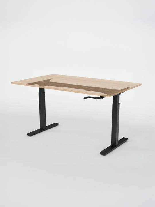 Bureau Assis Debout Manuel_HANDY GO_Stable_Fiabilité_Qualité_Cadre Réglable en Hauteur avec manivelle rétractable
