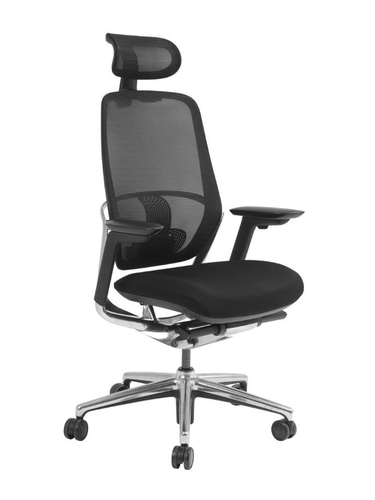 AW_CHAISE ERGONOMIQUE IMPERIA_NOIR_AVEC APPUI-TETE_VUE 3/4 AVANT GAUCHE