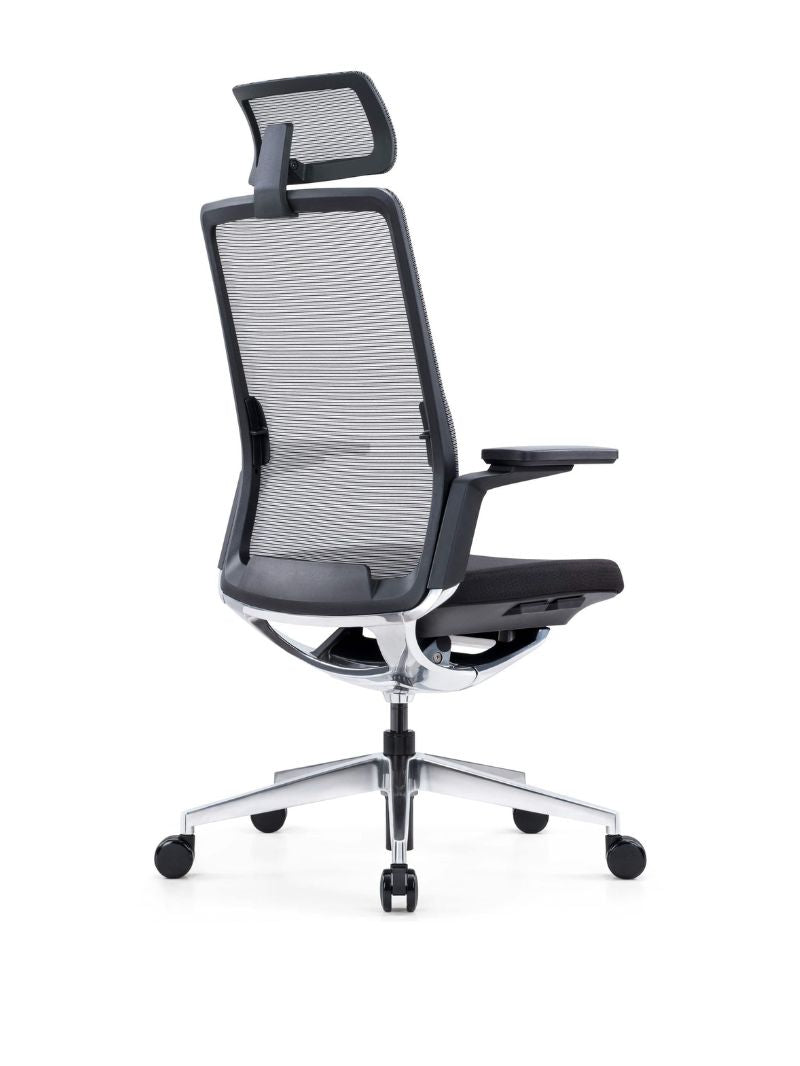 AW_CHAISE ERGONOMIQUE DE DIRECTION INVICTA_NOIR_AVEC APPUI-TETE_VUE 3/4 ARRIERE