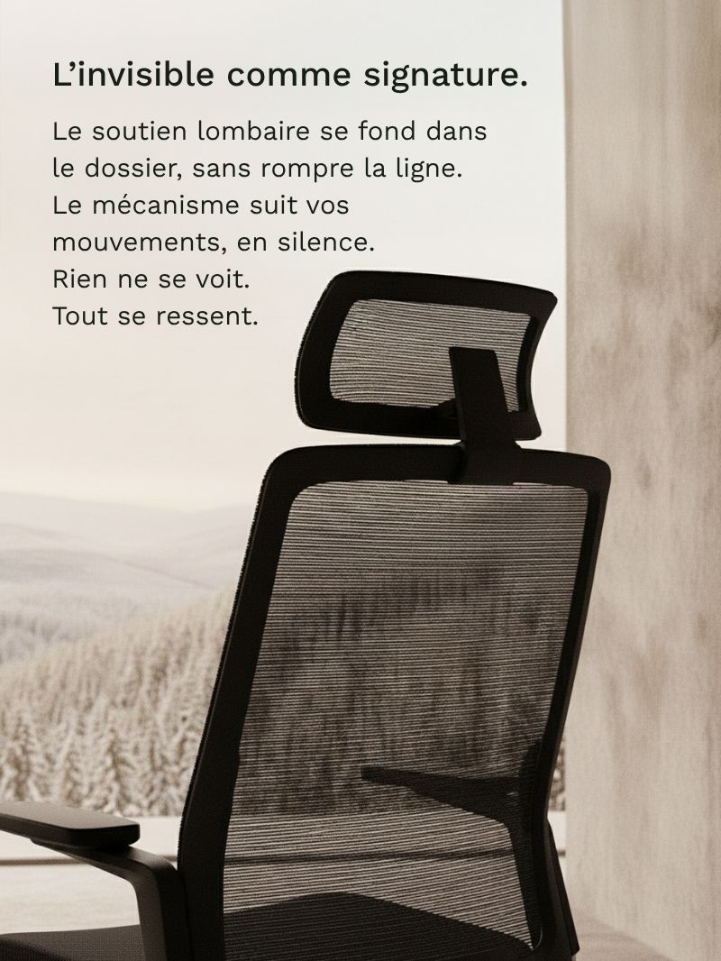 Tissu technique, soutien lombaire invisible chaise de bureau de direction INVICTA par AUM WORLD