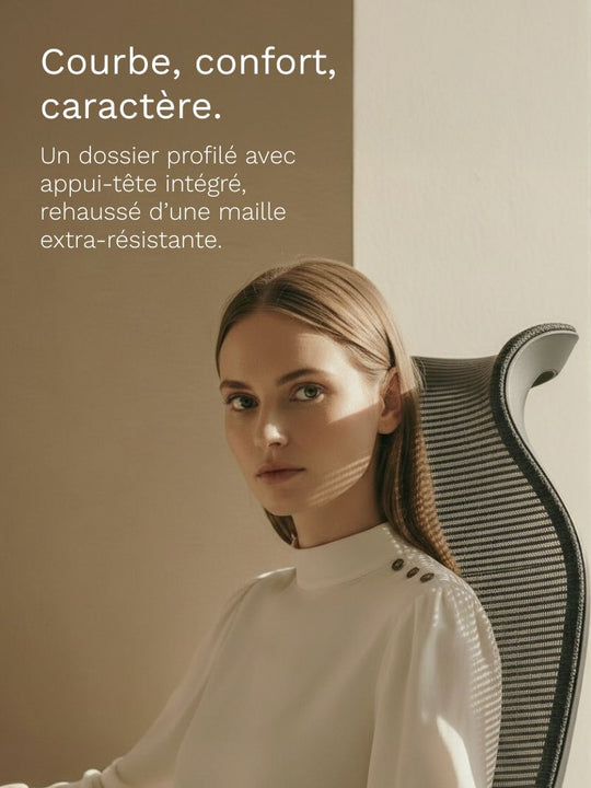 Appui-tête intégré et design, chaise de bureau LINEO par AUM WORLD