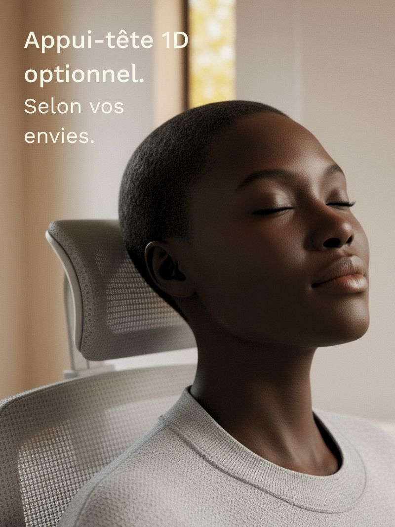Appui-tête 1D réglable de la chaise de bureau LUNO, soutien ajustable pour la nuque et la tête.