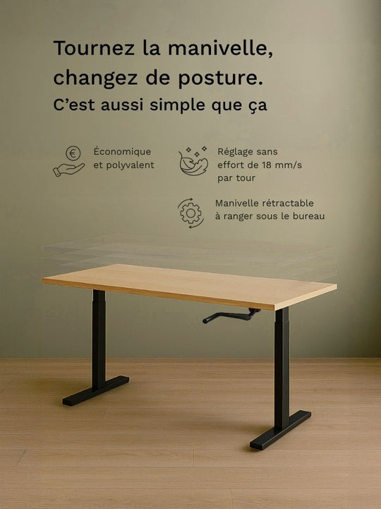 Bureau Assis Debout à manivelle HANDY GO par AUM WORLD