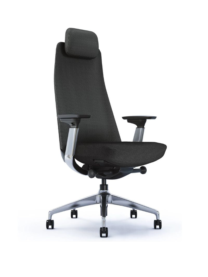 AW_CHAISE ERGONOMIQUE DE DIRECTION NOBLIA_NOIR_AVEC APPUI-TETE_VUE 3/4 AVANT GAUCHE