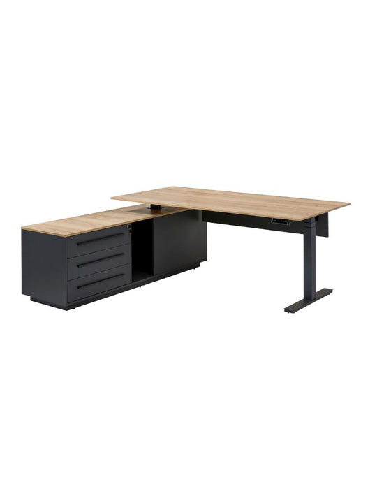AW_BUREAU DE DIRECTION REGLABLE EN HAUTEUR AVEC RANGEMENT_PRESTIGE_AVEC ACCESSOIRES_VUE DE FACE_06
