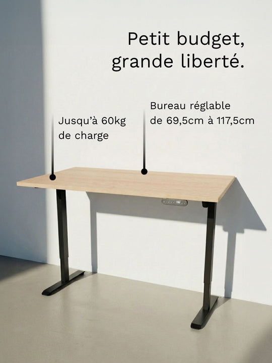 Start 1 - Plateau Small | Bureau Assis Debout Électrique 110x60 ou 120x60