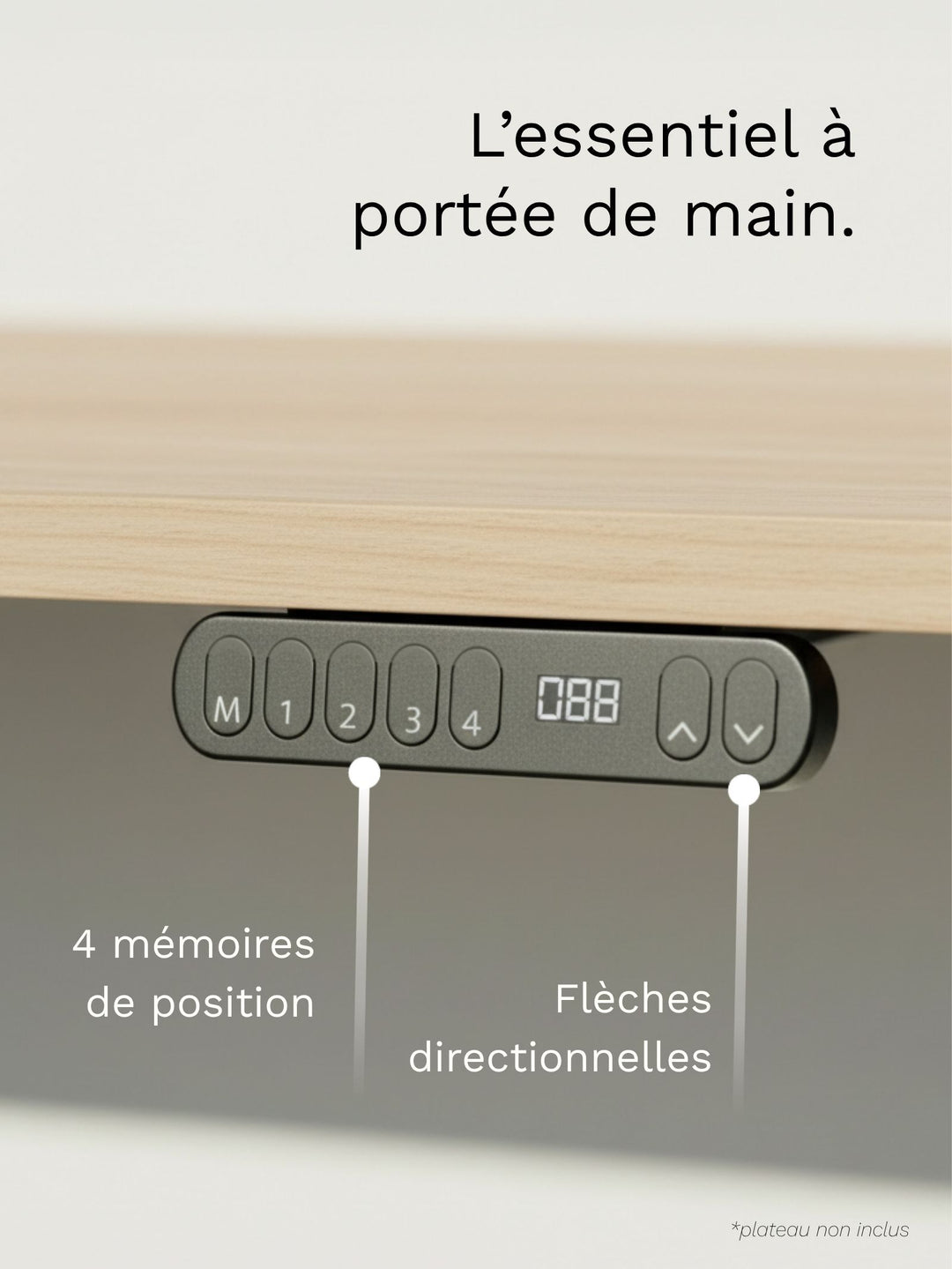 Start 2 - Plateau Small | Bureau Assis Debout Électrique 110x60 ou 120x60