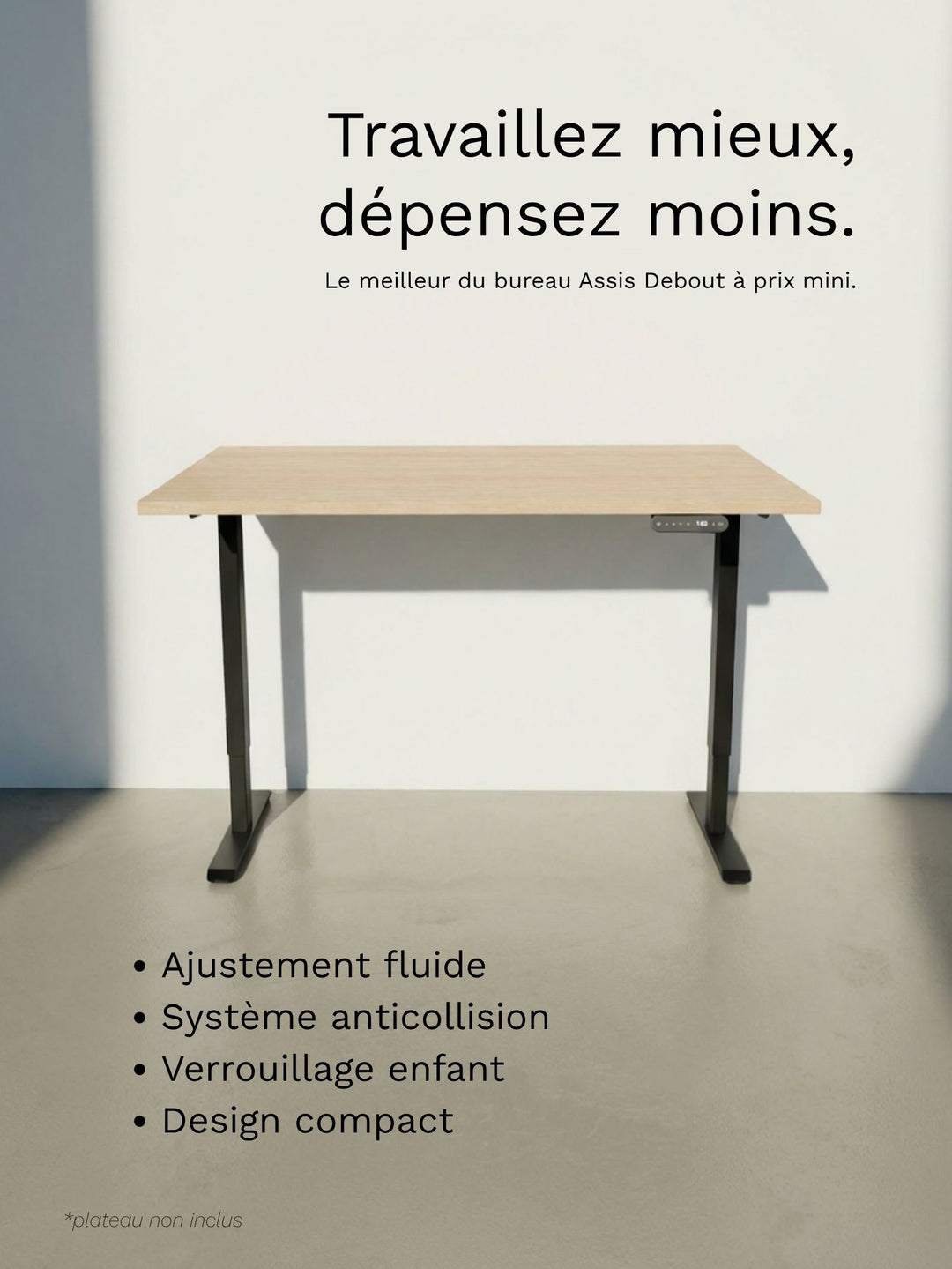 Start 2 - Plateau Small | Bureau Assis Debout Électrique 110x60 ou 120x60