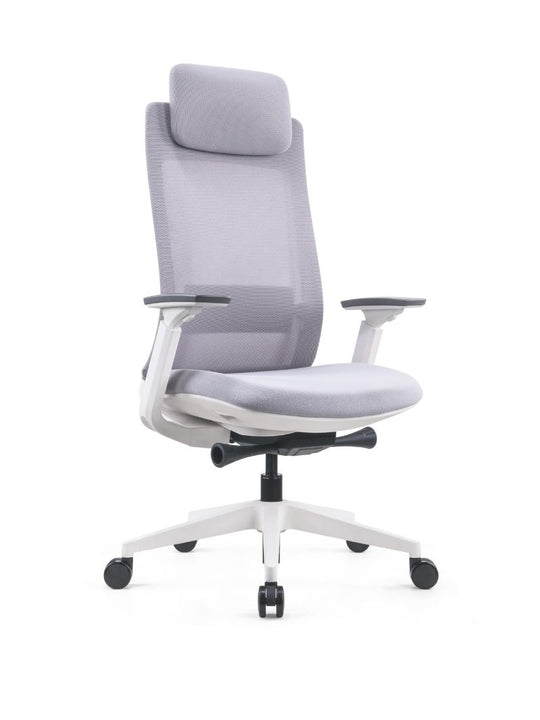 AW_CHAISE ERGONOMIQUE SYNKRO_BLANC_AVEC APPUI-TETE_VUE 3/4 AVANT GAUCHE