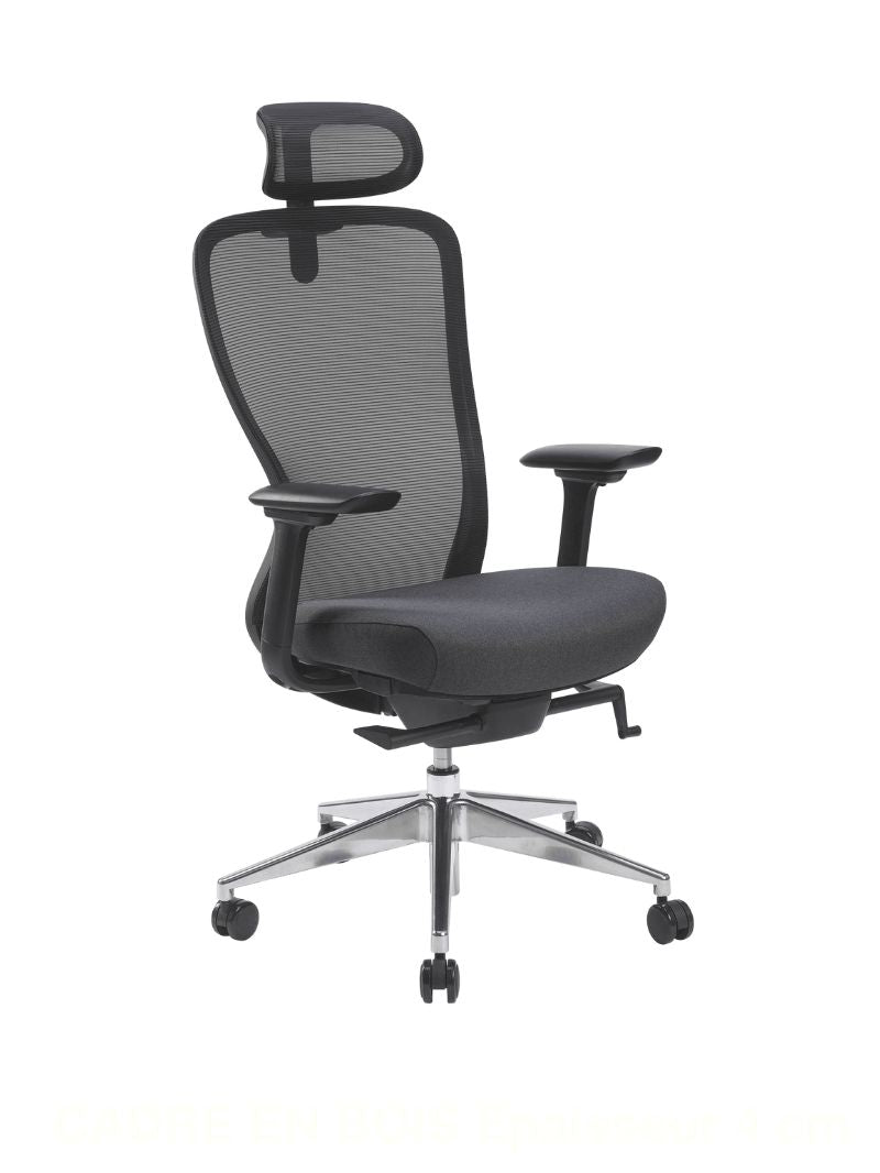 AW_CHAISE ERGONOMIQUE DE DIRECTION ULTIME_GRAPHITE_AVEC APPUI-TETE_VUE 3/4 AVANT GAUCHE