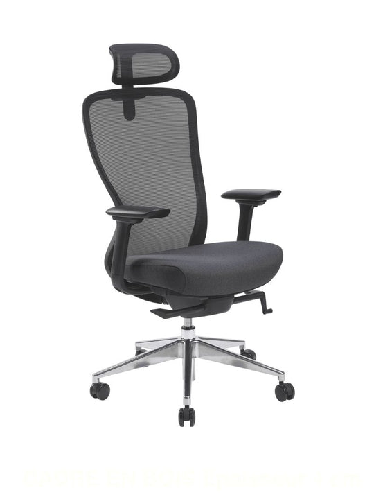 AW_CHAISE ERGONOMIQUE DE DIRECTION ULTIME_GRAPHITE_AVEC APPUI-TETE_VUE 3/4 AVANT GAUCHE