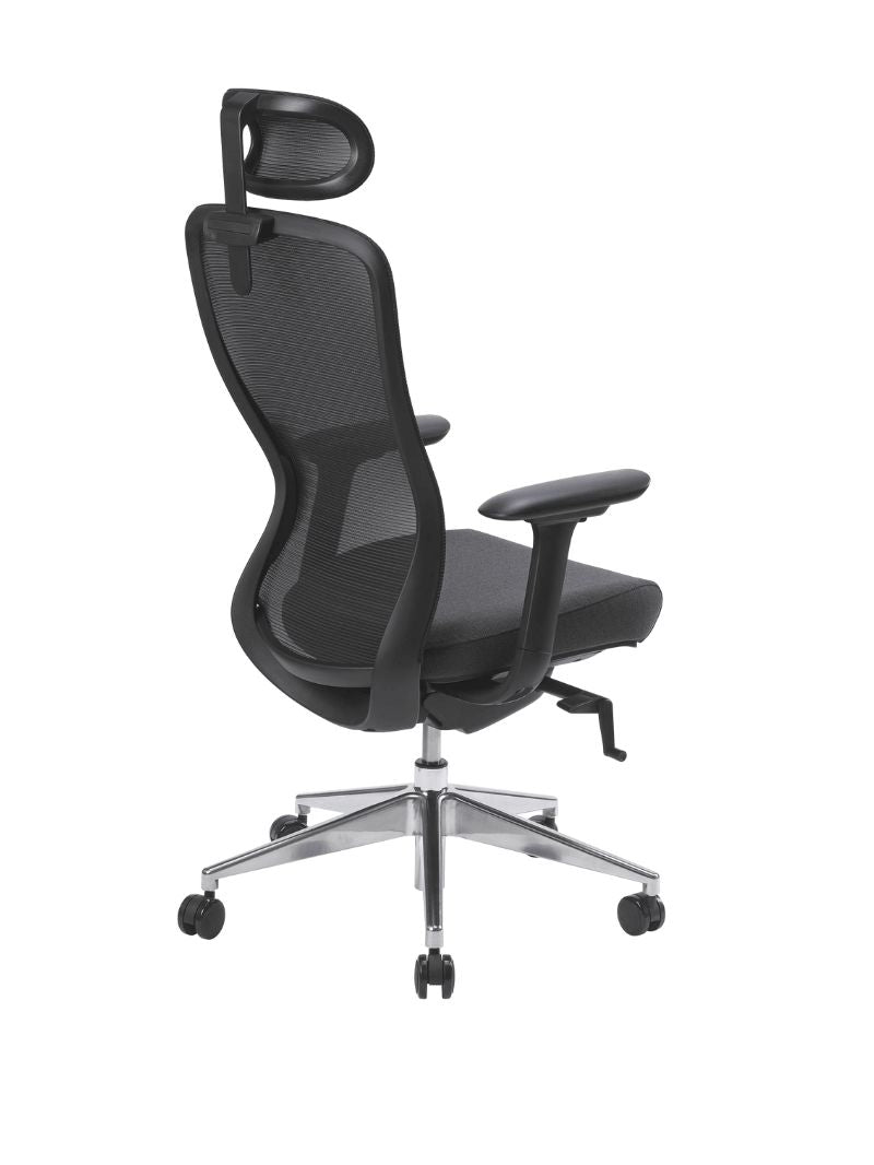 AW_CHAISE ERGONOMIQUE DE DIRECTION ULTIME_GRAPHITE_AVEC APPUI-TETE_VUE 3/4 ARRIERE