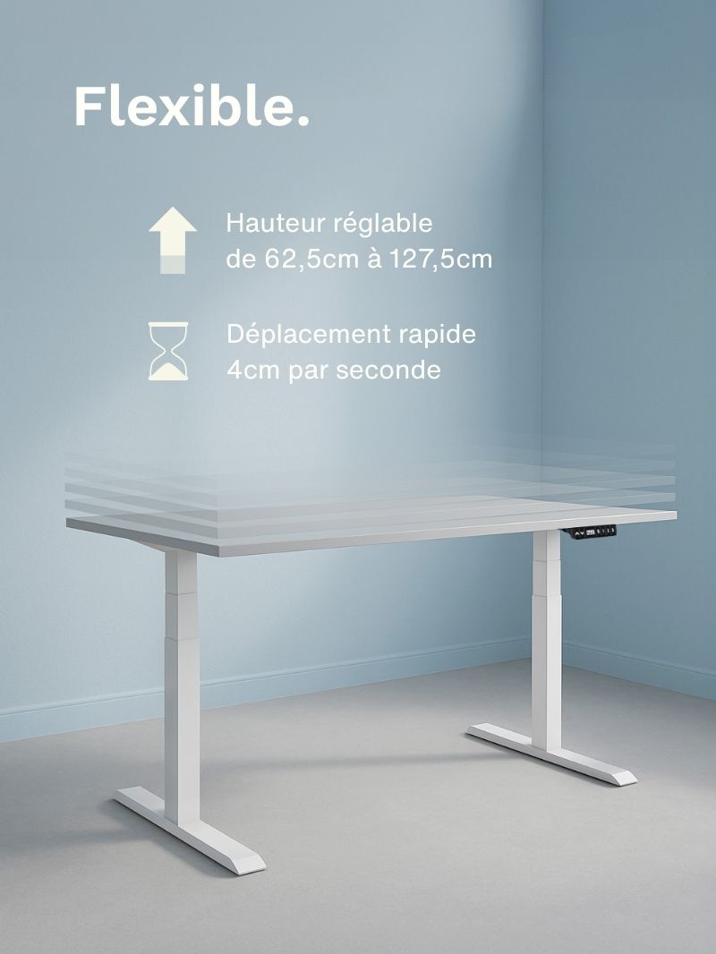 Bureau Assis Debout/ Pied De Bureau Electrique Réglable En Hauteur De 70 A 120 Cm 2 Moteurs Blanc Bureau Assis Debout/ Pied De Bureau Electrique Réglable En Hauteur De 70 A 120 Cm 2 Moteurs Blanc