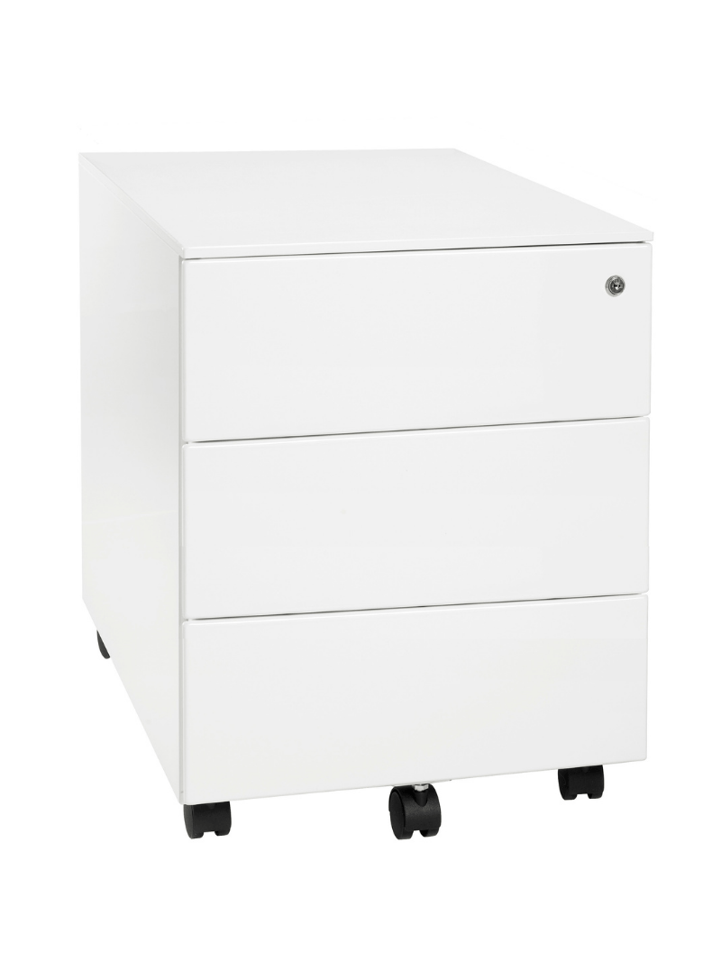 AUM WORLD_Caisson_de_Bureau_3_Tiroirs_Metallique_BLANC