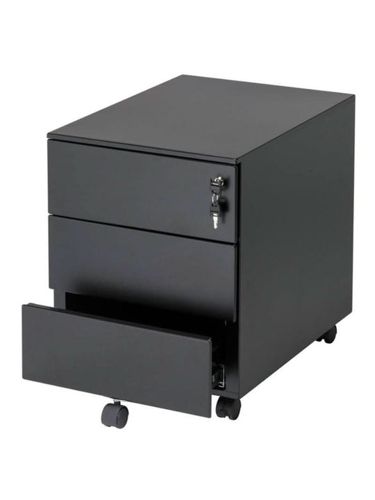 AUM WORLD_Caisson_de_Bureau_3_Tiroirs_Metallique_NOIR