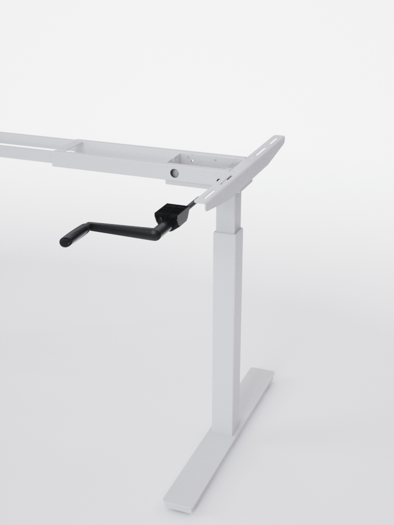 AUM WORLD_Pieds de bureau réglable en hauteur manuel Assis Debout_HANDY GO_BLANC_DETAIL_Copyrights_AUM WORLD®_2023
