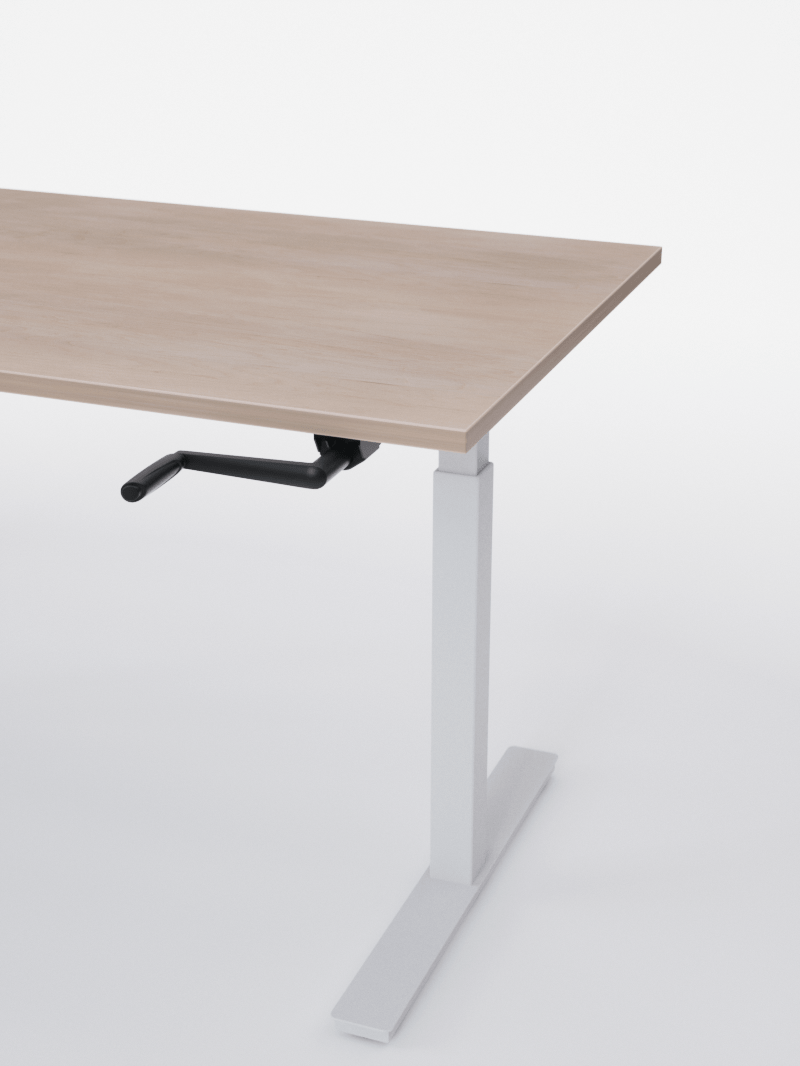 AUM WORLD_Bureau Assis Debout MANUE_Handy Go_Pieds Blanc_Plateau Bois Clair_DETAIL_Copyrights_AUM WORLD®_2023