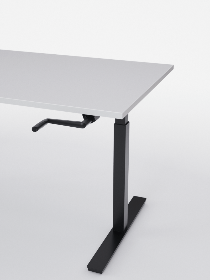 AUM WORLD_Bureau Assis Debout MANUE_Handy Go_Pieds Noir_Plateau Blanc Premium_DETAIL_Copyrights_AUM WORLD®_2023