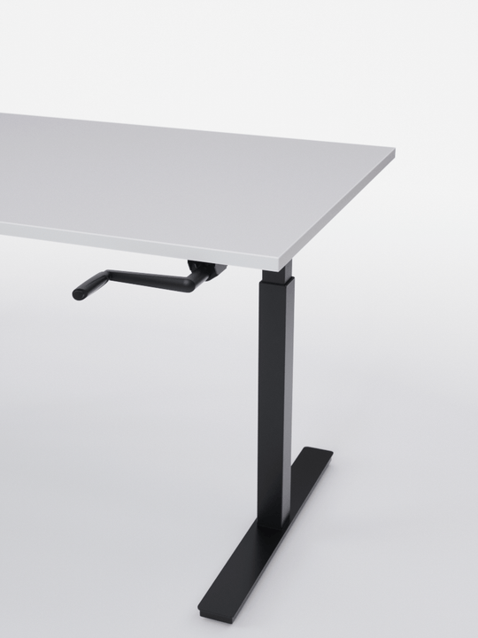 AUM WORLD_Bureau Assis Debout MANUE_Handy Go_Pieds Noir_Plateau Blanc Premium_DETAIL_Copyrights_AUM WORLD®_2023
