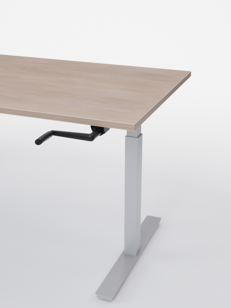 AUM WORLD_Bureau Assis Debout MANUE_Handy Go_Pieds Gris_Plateau Bois Clair_Copyrights_AUM WORLD®_2023