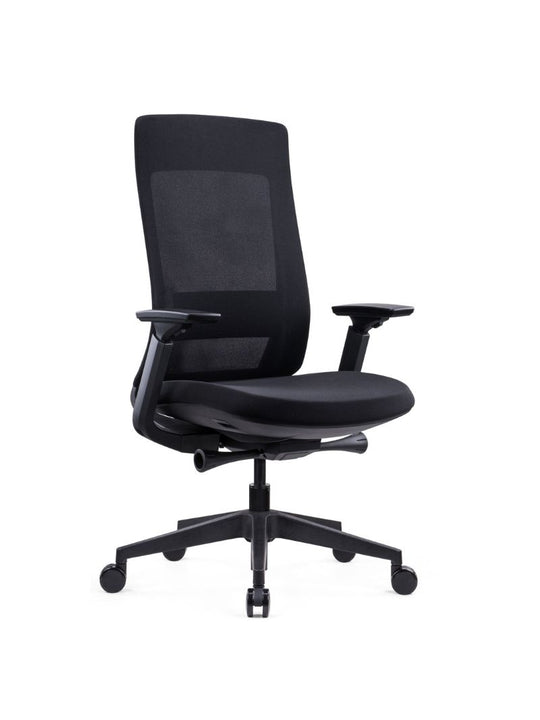 Chaise de bureau ergonomique SYNKRO AUM WORLD 3 4 face noir