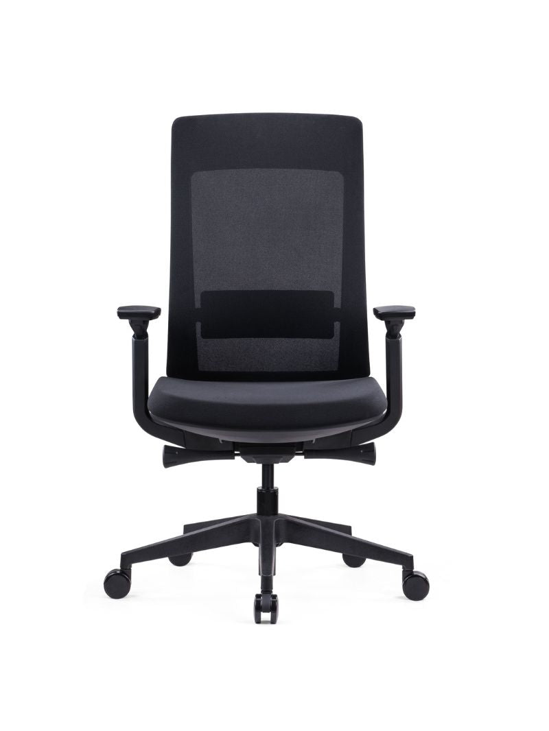Chaise de bureau ergonomique SYNKRO AUM WORLD face noir