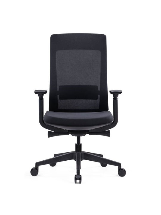 Chaise de bureau ergonomique SYNKRO AUM WORLD face noir