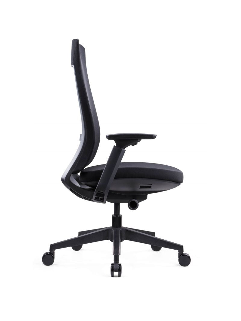 Chaise de bureau ergonomique SYNKRO AUM WORLD profil noir