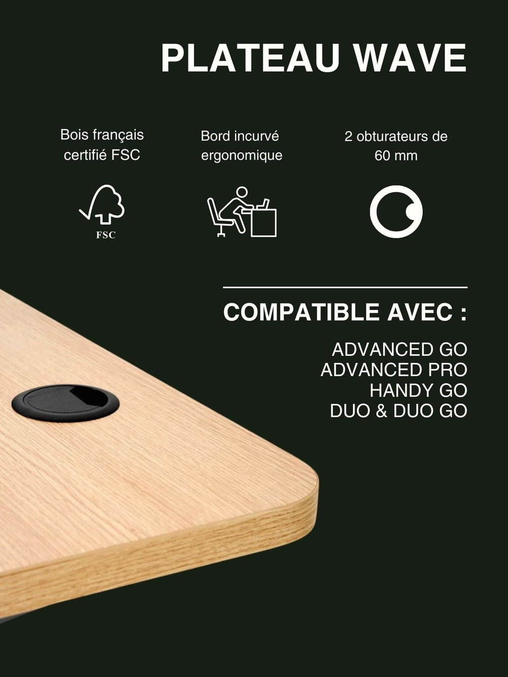 Caractéristiques du Plateau en bois incurvé WAVE AUM WORLD
