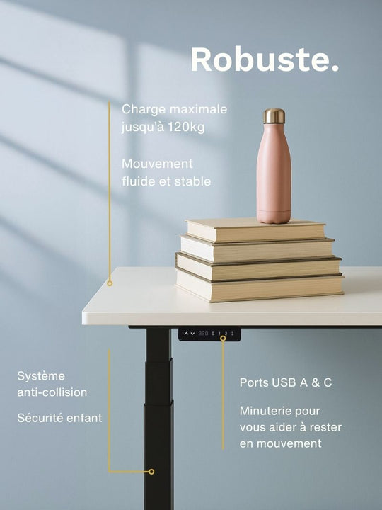 Bureau Assis Debout électrique nouvelle génération AUM WORLD, puissant et personnalisable