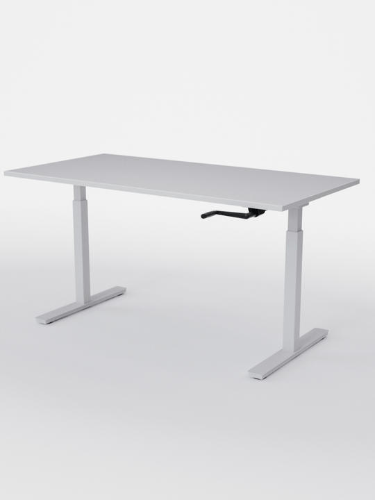 AUM WORLD_Bureau Assis Debout MANUE_Handy Go_Pieds Blanc_Plateau Blanc Premium_Copyrights_AUM WORLD®_2023