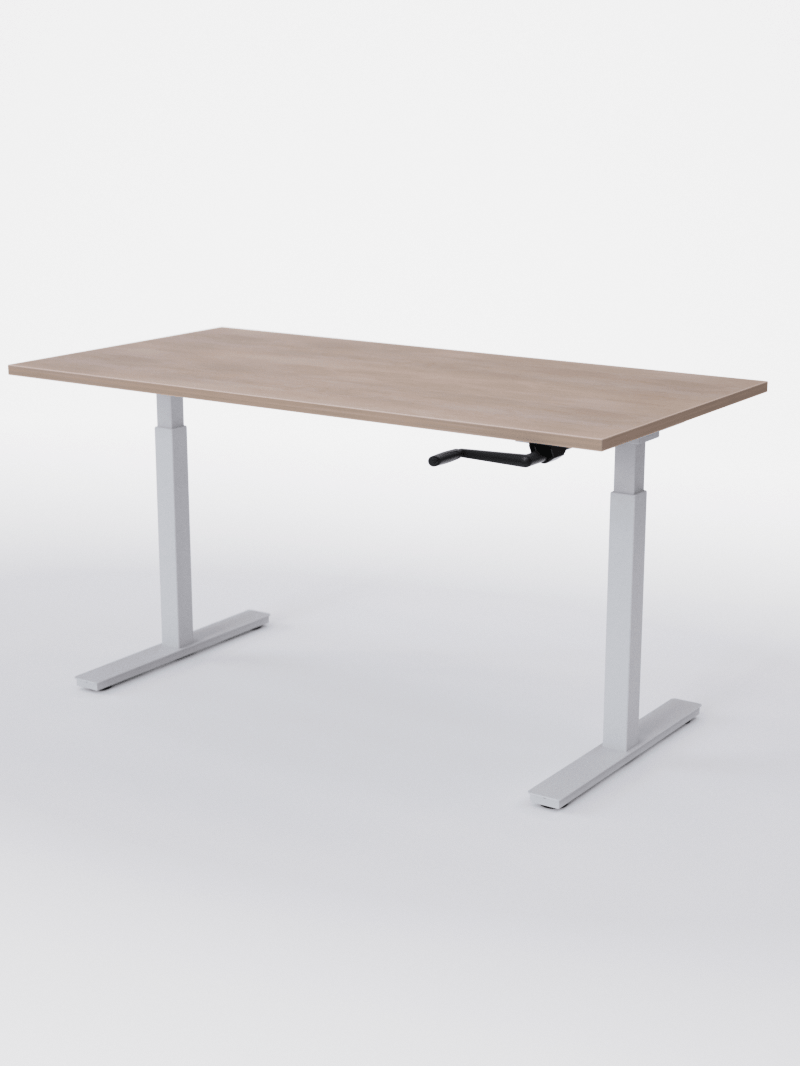 AUM WORLD_Bureau Assis Debout MANUE_Handy Go_Pieds Blanc_Plateau Bois Clair_Copyrights_AUM WORLD®_2023